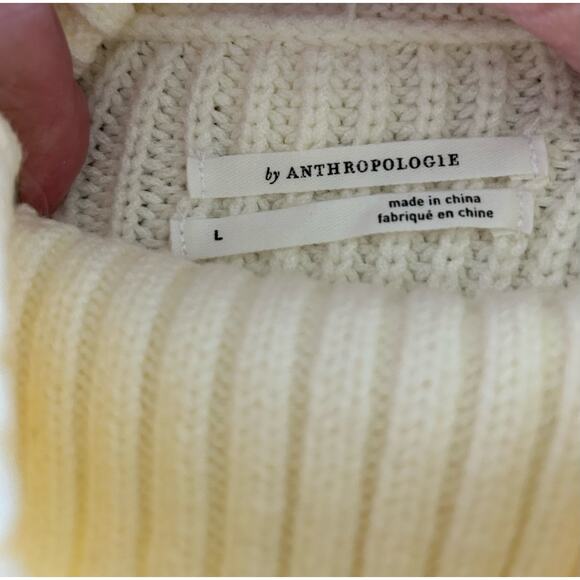 New! Anthropologie Shaker Knit Tunic Sweater Vest Cream Chunky Button Sides Sz L - Picture 5 of 8